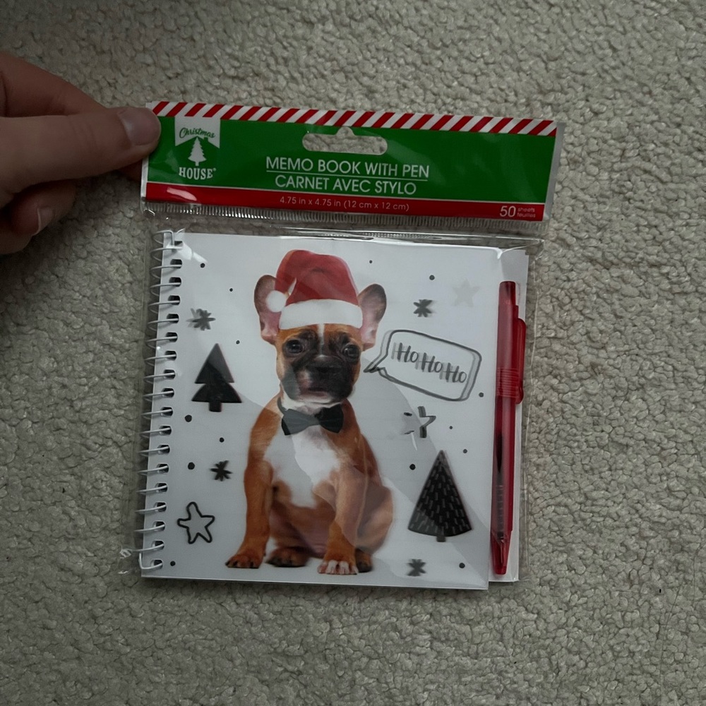 FREE WITH PURCHASE New Christmas notebook silly dog pug notebook and pen